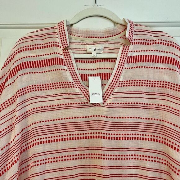 NWT Lou & Grey Red Vastra Dobby Stripe Pullover V-neck Tunic Small - Picture 2 of 10